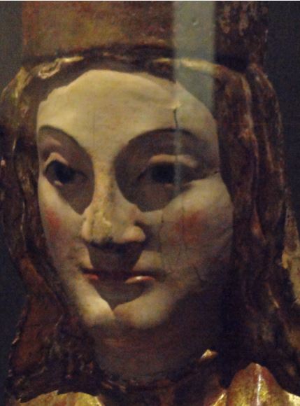 Virgen Madera policromada. Detalle. Parroquia de Artieda. Zaragoza. s.XII. Museo Catedralicio de Jaca. Foto R.Puig